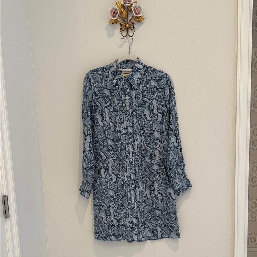 Zadig & Voltaire Blue Snake-Print Mini Dress